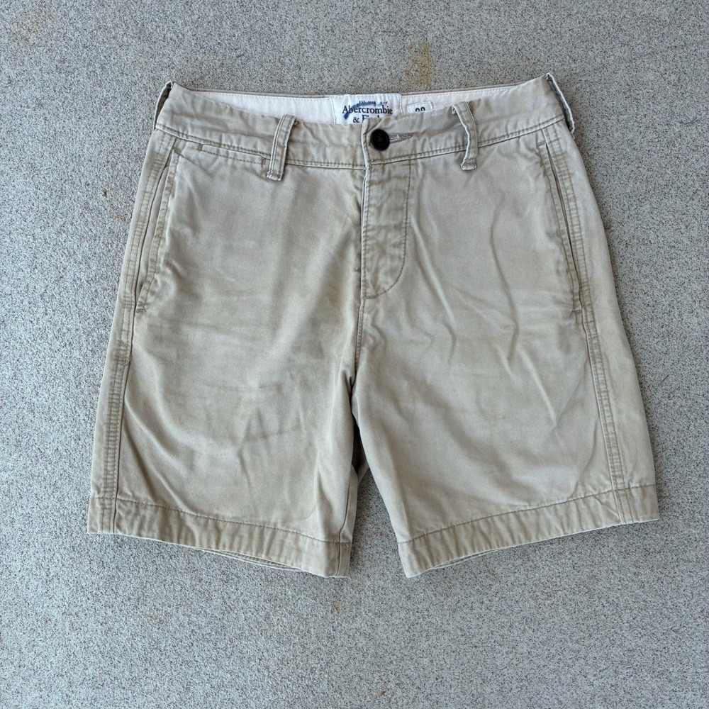 Abercrombie & Fitch Classic Chino Mens 28 Shorts - Tan Khaki Button Fly